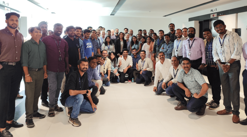 Manpreet Gill with Bell staff in Bengaluru, India