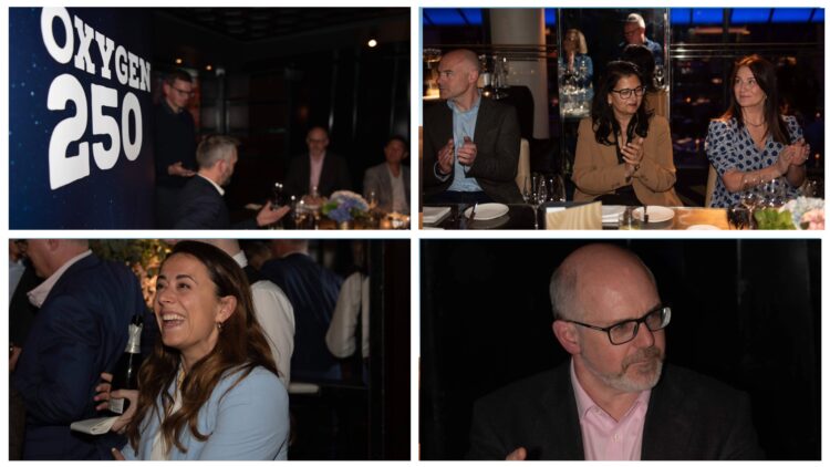 Which 15 UK channel partner leaders attended the Oxygen 250 dinner?